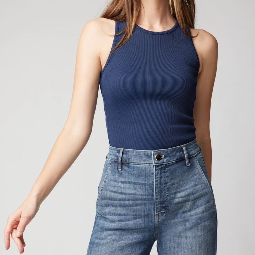 WHBM Forme Navy Blue Ribbed Tank Top